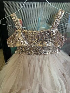 Girls Sparkle Sequin Tulle Dress in Rose - Special Occasion